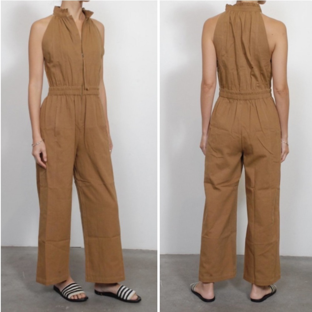 Apiece Apart Archer Zip Front Jumpsuit in Cinnamon Brown Size 2